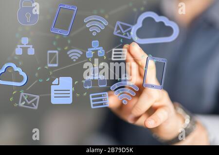 A 2d rendering Cloud computing, Cloud Computing Concept Stock Photo