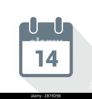 simple calendar icon 14 on white background vector illustration EPS10 Stock Vector
