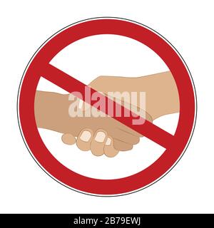 shaking hands prohibited warning sign vector illustration EPS10 Stock Vector