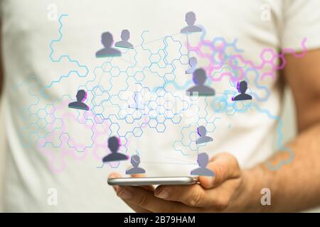 A Network connections team working and interacting Stock Photo