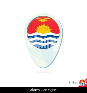 Kiribati flag location map pin icon on white background. Vector Illustration. Stock Vector