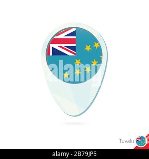 Tuvalu flag location map pin icon on white background. Vector Illustration. Stock Vector