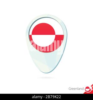 Greenland flag location map pin icon on white background. Vector Illustration. Stock Vector