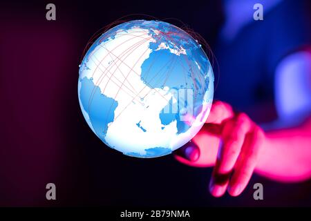 A World map point, line, composition, representing the global, Stock Photo
