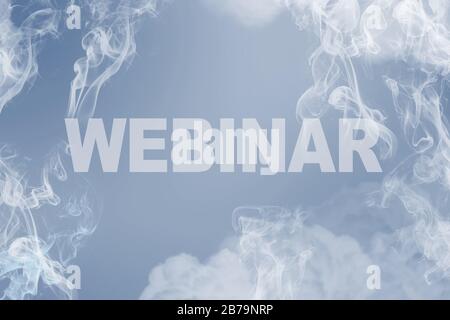Webinar word written in the sky in classic blue. Elearning online learning concept Stock Photo