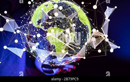 A World map point, line, composition, representing the global, Stock Photo