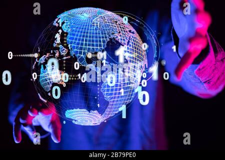 A World map point, line, composition, representing the global, Stock Photo