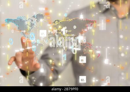 A Global network connection. World map point Stock Photo