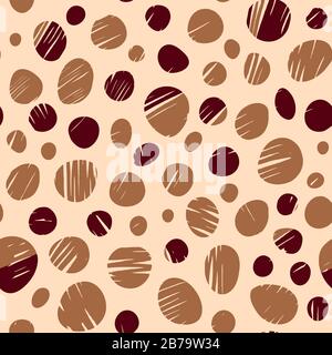 Animal inspired print with monochromatic light and dark brown hand-drawn strokes digitized texture seamless surface eps pattern Stock Vector
