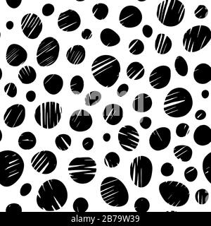 Animal inspired print with monochromatic black hand-drawn strokes digitized texture on white background seamless surface eps pattern Stock Vector