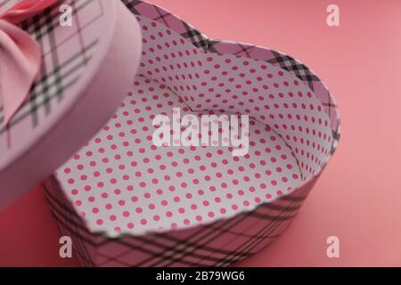 empty heart shape pink color gist box  Stock Photo