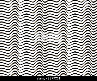 Wavy striped seamless background. Black and golden on white. Simple vector abstract surface design for web or print. Stock Vector