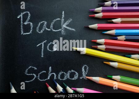 Back to school concept - school office supplies. Stock Photo