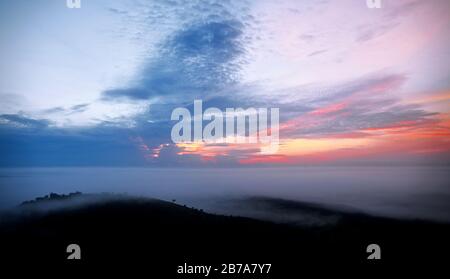 Morning fog at Lake Mburo National Park Uganda Stock Photo