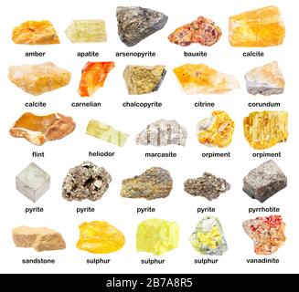 collection of various minerals with names Stock Photo - Alamy