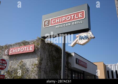 Chipotle restaurant facade in West Hollywood, CA Stock Photo