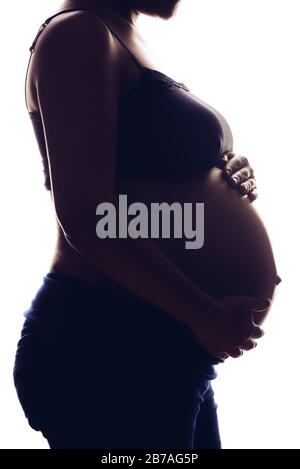 Pregnant naked large woman silhouette Stock Photo - Alamy