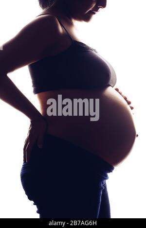 Pregnant naked large woman silhouette Stock Photo - Alamy