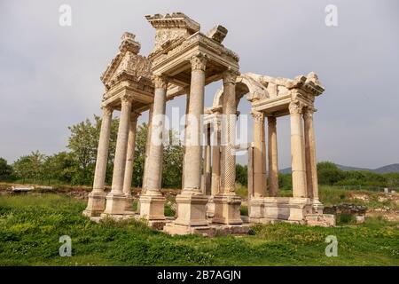 Aphrodisias was a  ancient Greek city in western Anatolia (Entrance gate), Aydin,Turkey Stock Photo