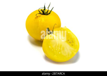 yellow tomato isolated on white background Stock Photo