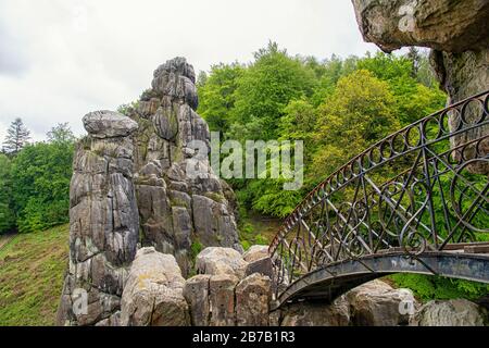 The Externsteine on the edge of the Teutoburg Forest in Horn-Bad Meinberg, Germany Stock Photo