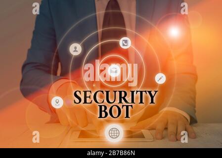 Text sign showing Security Bot. Business photo text software that performs an automated task over the Internet Stock Photo