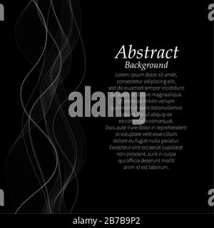 abstract smoke. translucent wave on a black background Stock Vector
