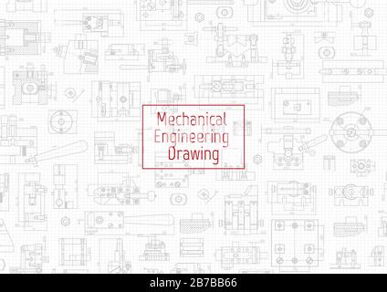 Engineering backgrounds. Mechanical engineering drawings. Cover. Banner. Technical Design. Draft. Stock Vector