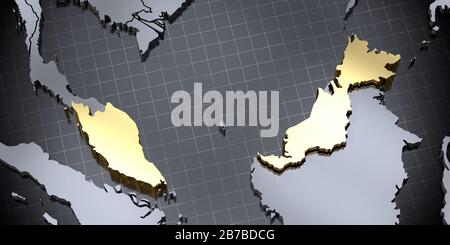 Malaysia - country shape - 3D illustration Stock Photo