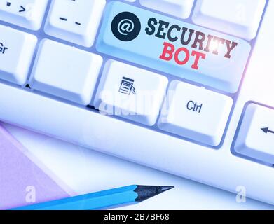 Text sign showing Security Bot. Business photo text software that performs an automated task over the Internet Stock Photo