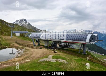 Gondola station Moosfluh near Bettmeralp and Aletsch glacier in the Swiss alps Stock Photo