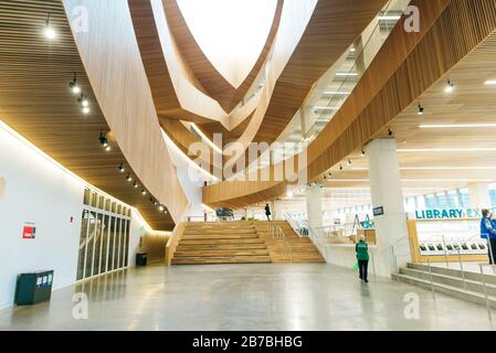 Calgary, Alberta - December 2019 Interior of Calgary Central Branch of the Calgary Public Library. Stock Photo