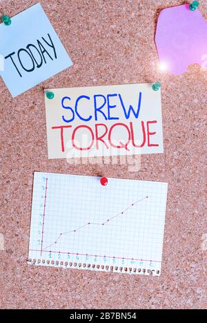 Conceptual hand writing showing Screw Torque. Concept meaning measure ...