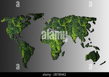 Roughly outlined world map with a gray background Stock Photo