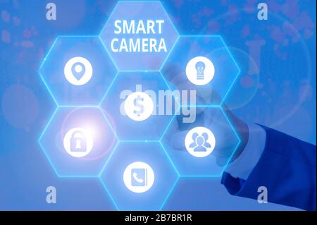 Text sign showing Smart Camera. Business photo showcasing individual image processing systems designed to automate Stock Photo