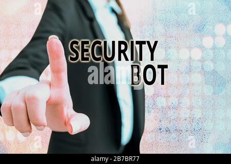 Text sign showing Security Bot. Business photo text software that performs an automated task over the Internet Stock Photo