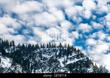Yosemite National Park Valley with snow, by the end of Autumn and beginning of Winter Season, December 2019, California, United States of America. Stock Photo