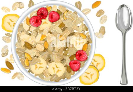 Rolled oats with bananas background vector illustration Stock Vector