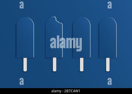 Set of ice cream on a stick in a row Stock Vector