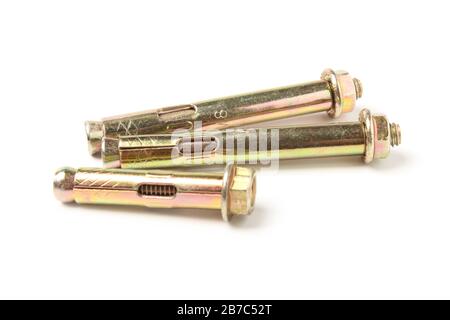 Anchors with a nut isolated on white Stock Photo