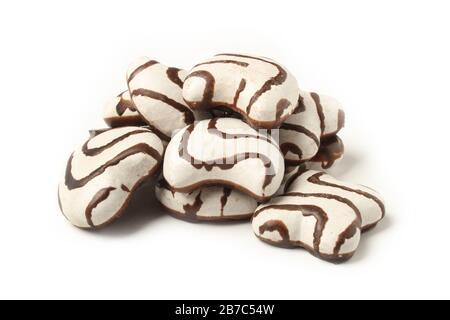 Gingerbread cookies in glaze isolated on white background Stock Photo
