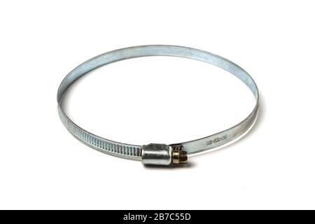 Metal clamp isolated on white Stock Photo