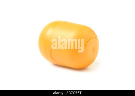 Plastic container from chocolate egg isolated on white Stock Photo