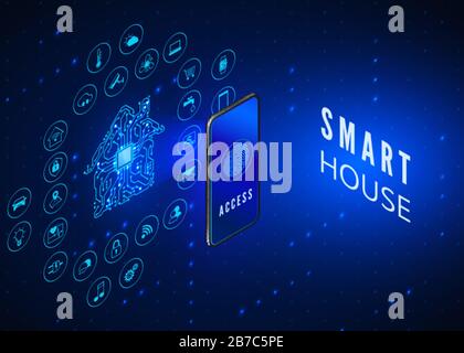 Access to smart system using mobile phone Stock Vector