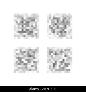 Set of censored data area. Transparent pixels blure area. Private content. Censorship mosaic. Vector illustration Stock Vector