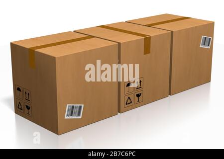 Parcels isolated on white background - 3D rendering Stock Photo - Alamy