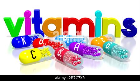 Vitamins concept - colorful pills Stock Photo