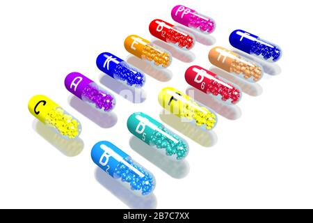 Vitamins concept - colorful pills Stock Photo