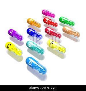 Vitamins concept - colorful pills Stock Photo