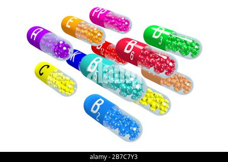 Vitamins concept - colorful pills Stock Photo